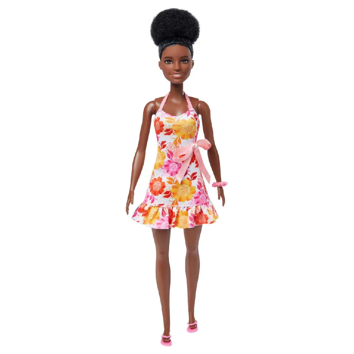 Mattel Barbie Aime L'Océan Poupée Mannequin Brune en Robe Bain de Soleil Multicolore