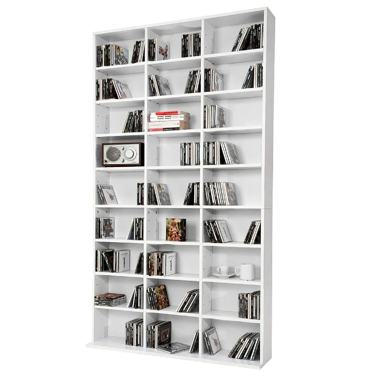 Etagère bibliothèque range cd blanc 102 x 180 x 15 cm (lxhxp)