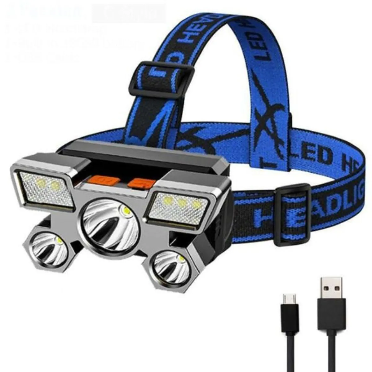 HEADLAMP : Lampe Frontale Puissante Rechargeable avec 4 Modes d'Allumage