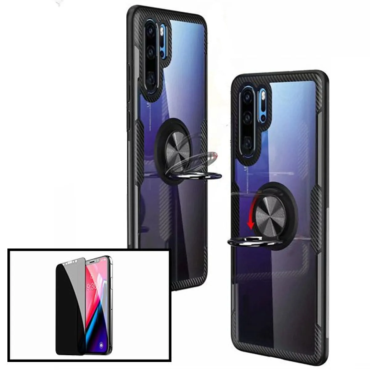 Kit de Verre Trempé 5D Anti-Spy / Intimité + Coque 3x1 Clear Armor - Huawei Mate 20