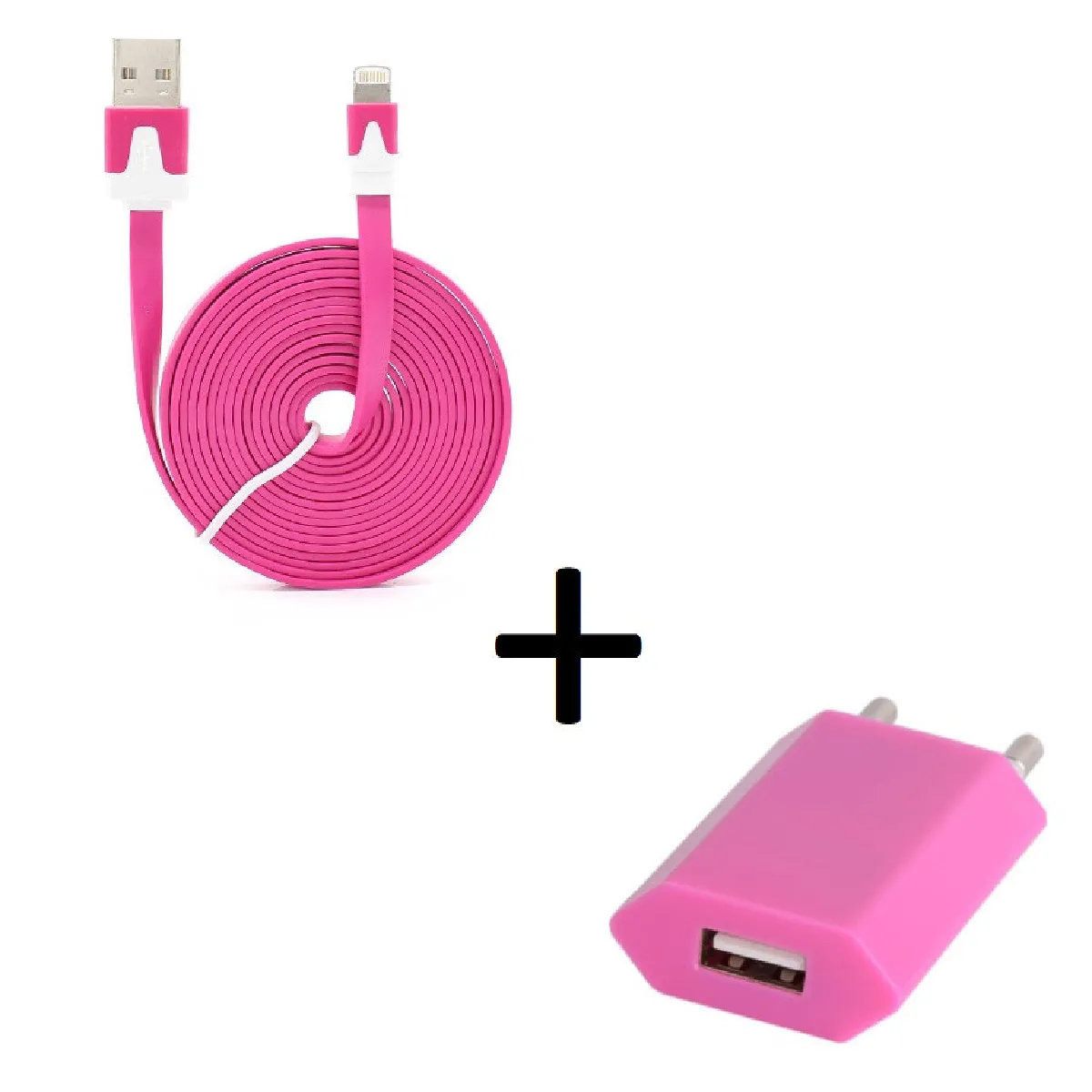 Pack Chargeur pour Airpods Lightning (Cable Noodle 3m + Prise Secteur Couleur USB) APPLE IOS