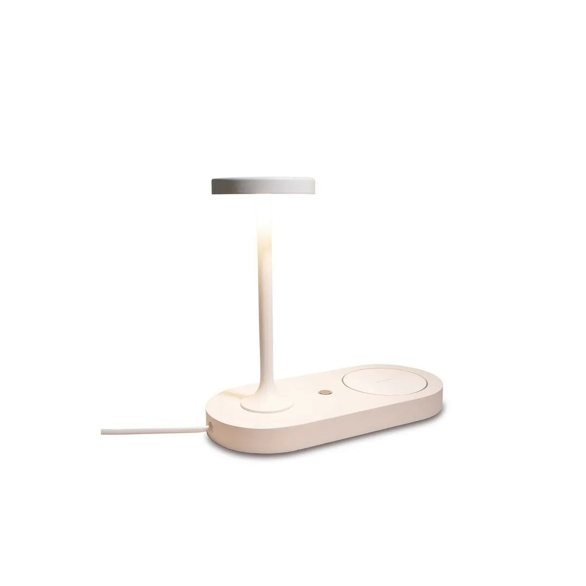 Lampe de table Ceres avec chargeur à induction pour téléphone portable et chargeur USB, LED 6W, 3000K, 450lm, Blanc, 3 ans de garantie