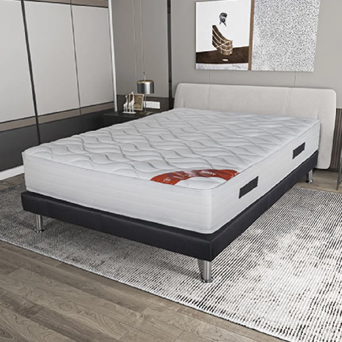 Matelas ressorts ensachés 160x200 cm h27 cm ferme blanc - RUNDI