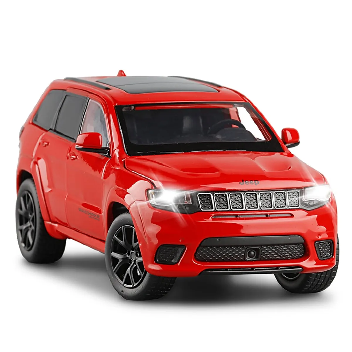 1: 32 Jeep Grand Chernot en alliage métallique moulé sous pression modèle miniature et modèle acoustique et optique enfant voiture cadeau  (Rouge)