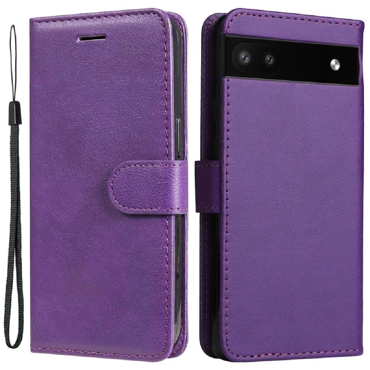 Housse pour Google Pixel 6a 5G - etui coque pochette portefeuille + verre trempe - MAUVE