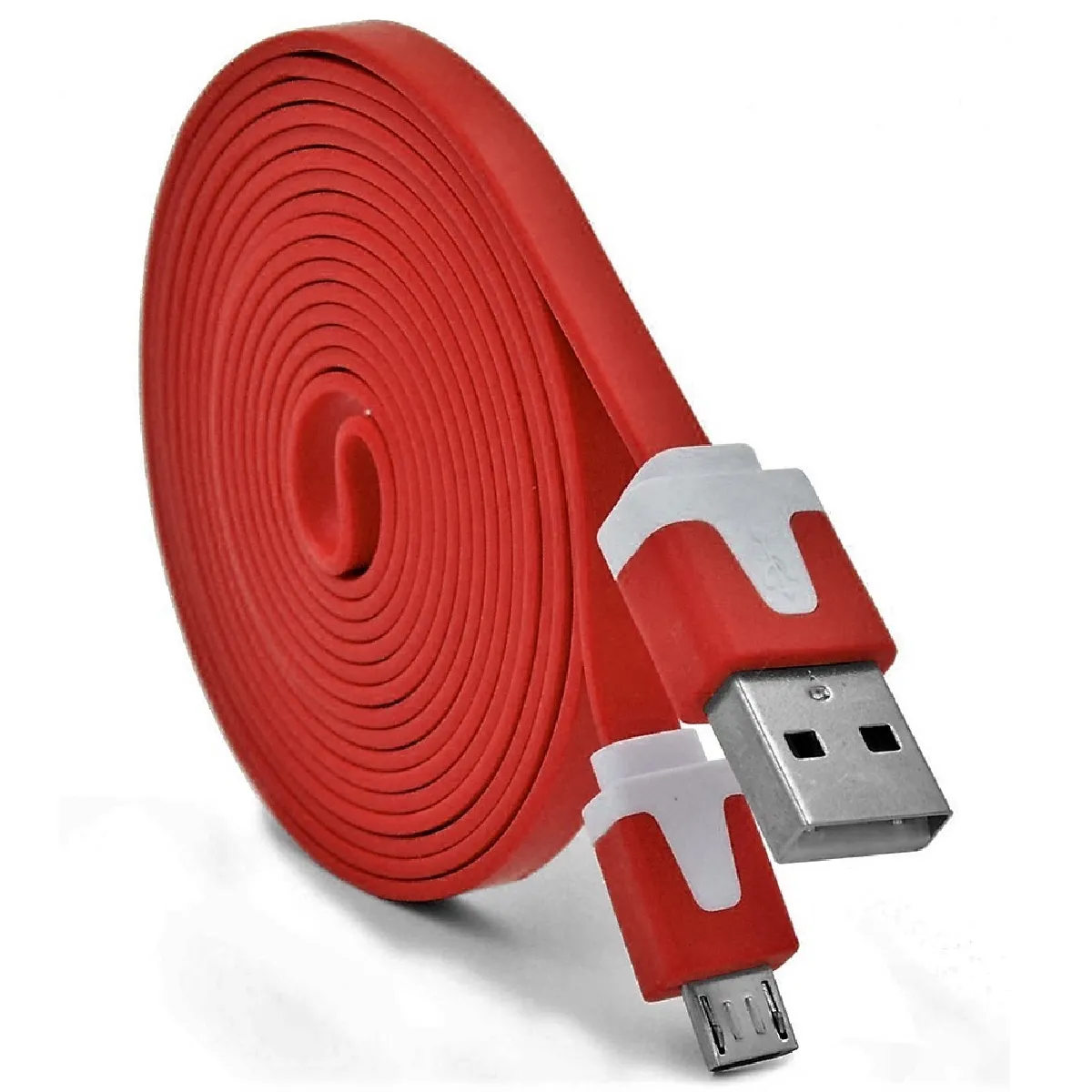 Cable Noodle 3m Micro USB pour HUAWEI MediaPad M3 Android 3 Metres Chargeur USB Smartphone Connecteur (ROUGE)