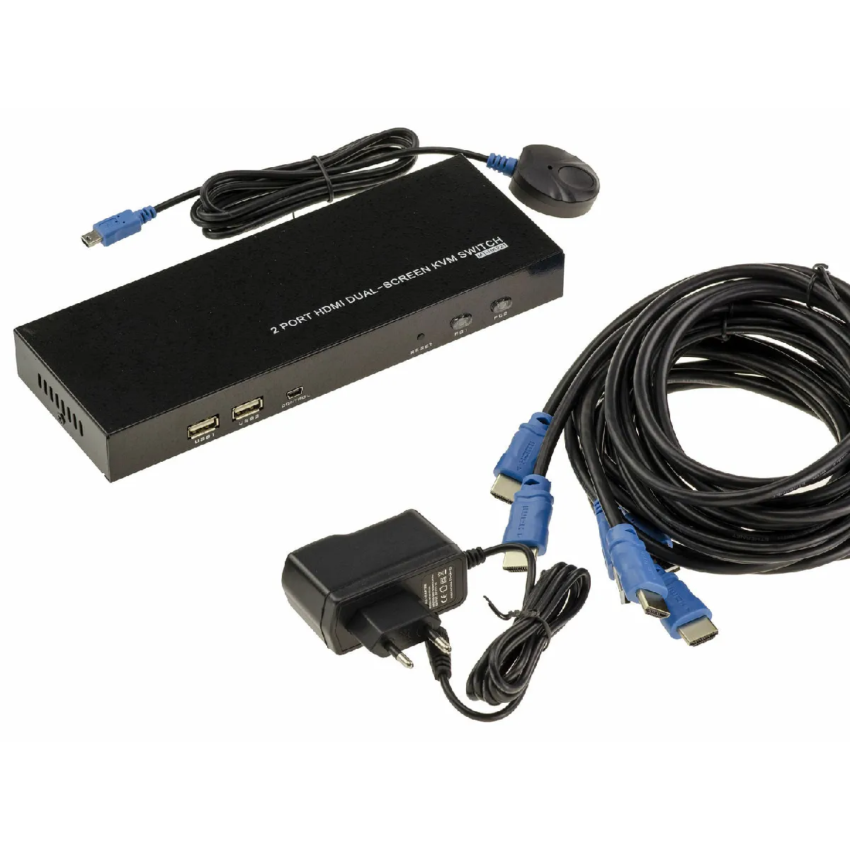 KVM Switch Automatique Souris Clavier Ecran 2 PC HDMI 2.0 60Hz Affichage étendu 2 écrans