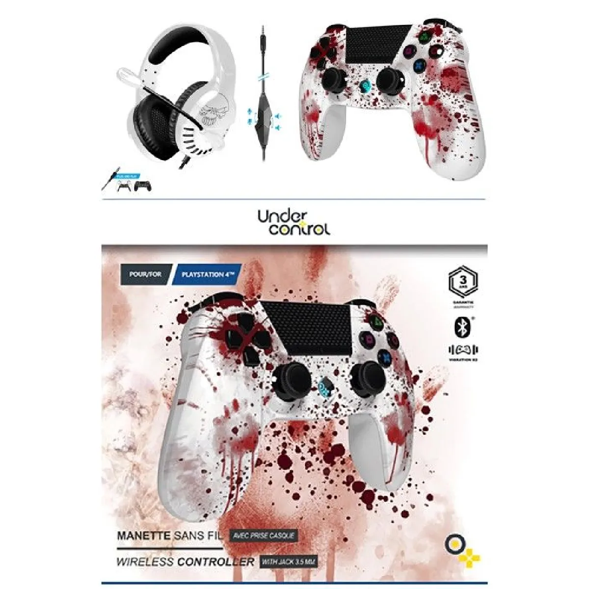 Casque Gamer PS4-PS5 PLAYSTATION + Manette PS4 Bluetooth pour PLAYSTATION SONY Manette BT ZOMBIE PRISE CASQUE 3.5 JACK