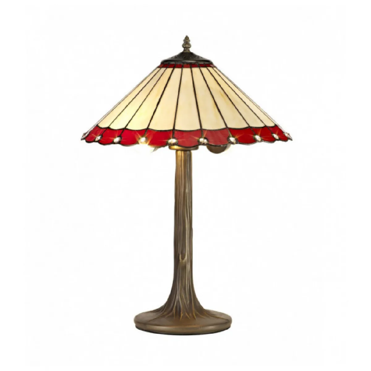 Lampe de table Tiffany Calais 2 Ampoules Rouge 27 Cm