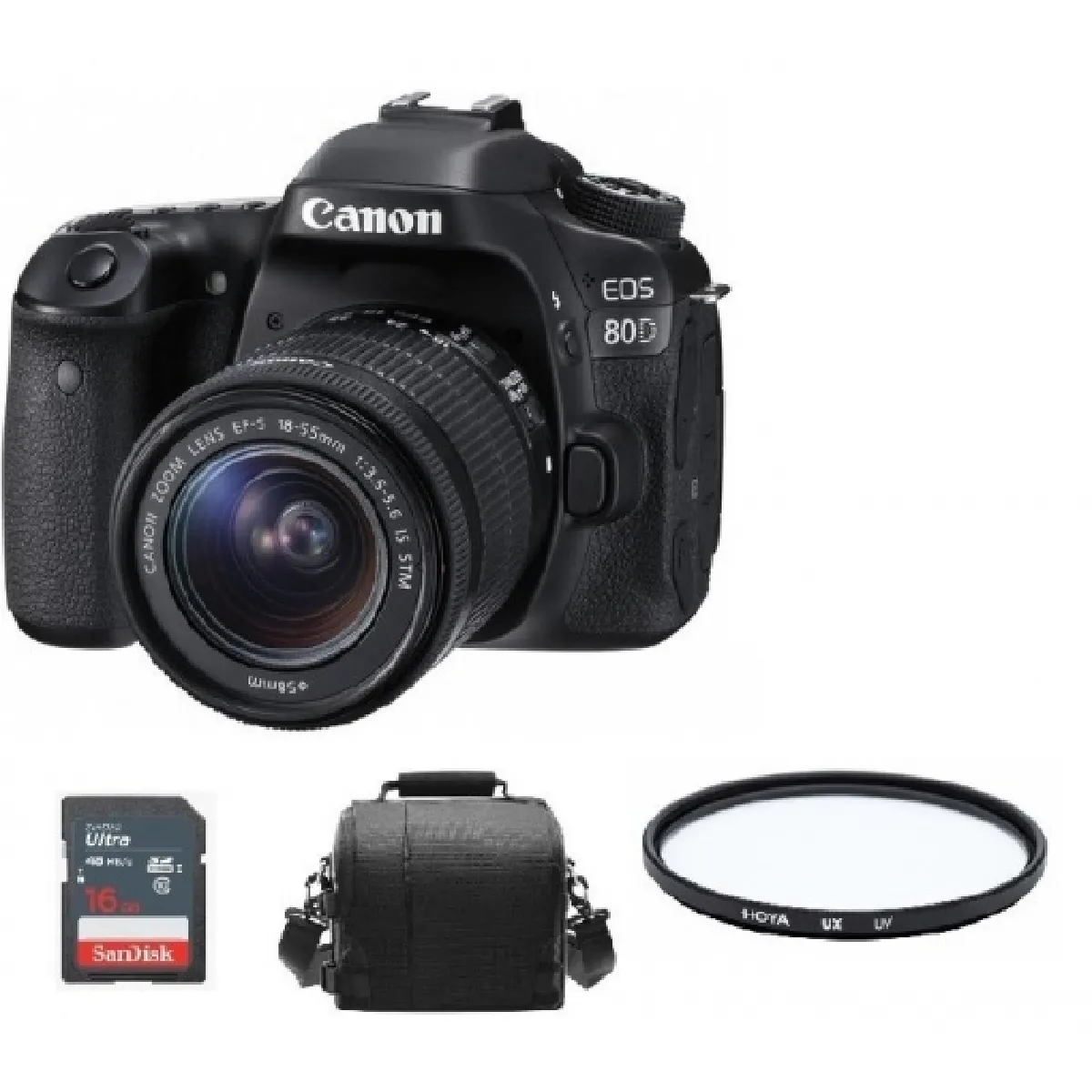 CANON EOS 80D KIT EF-S 18-55mm F3.5-5.6 IS STM + Camera Bag + 16gb SD card + HOYA UX UV 58mm Filter