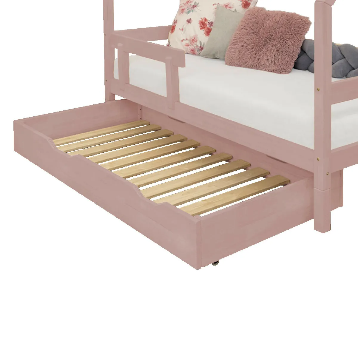 Tiroir de lit 80 x 160 avec sommier BUDDY - rose pastel