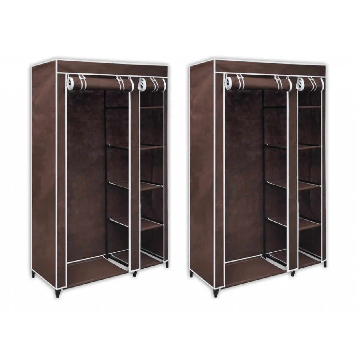 Lot de 2 armoires étagères penderie dressing tissu marron entrée chambre camping bre camping 2002003/2