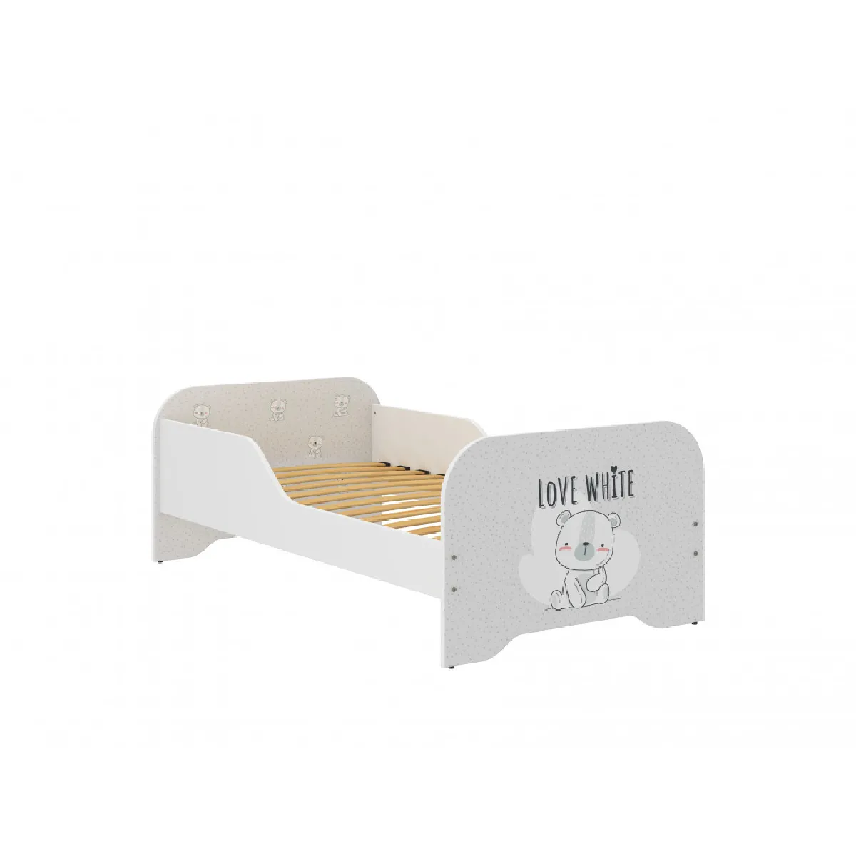 Lit enfant Mike 80 x 160 - SOMMIER INCLUS Ours Blanc Livré avec sommiers