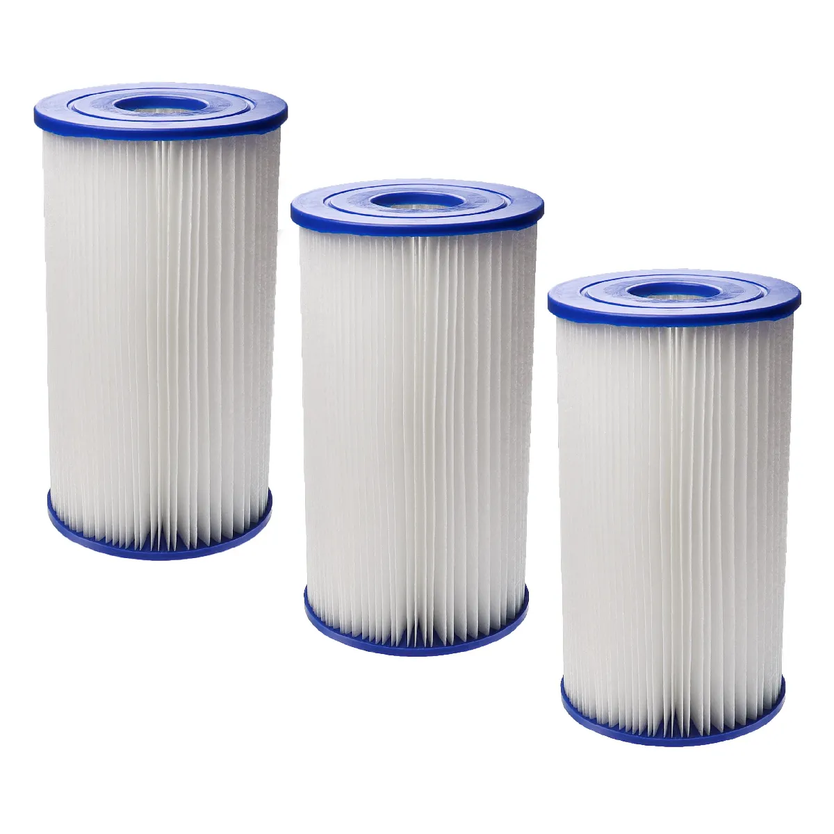 vhbw 3x Cartouche filtrante compatible avec Bestway Flowclear 9463 l/h piscine pompe de filtration - Filtre à eau, blanc / bleu