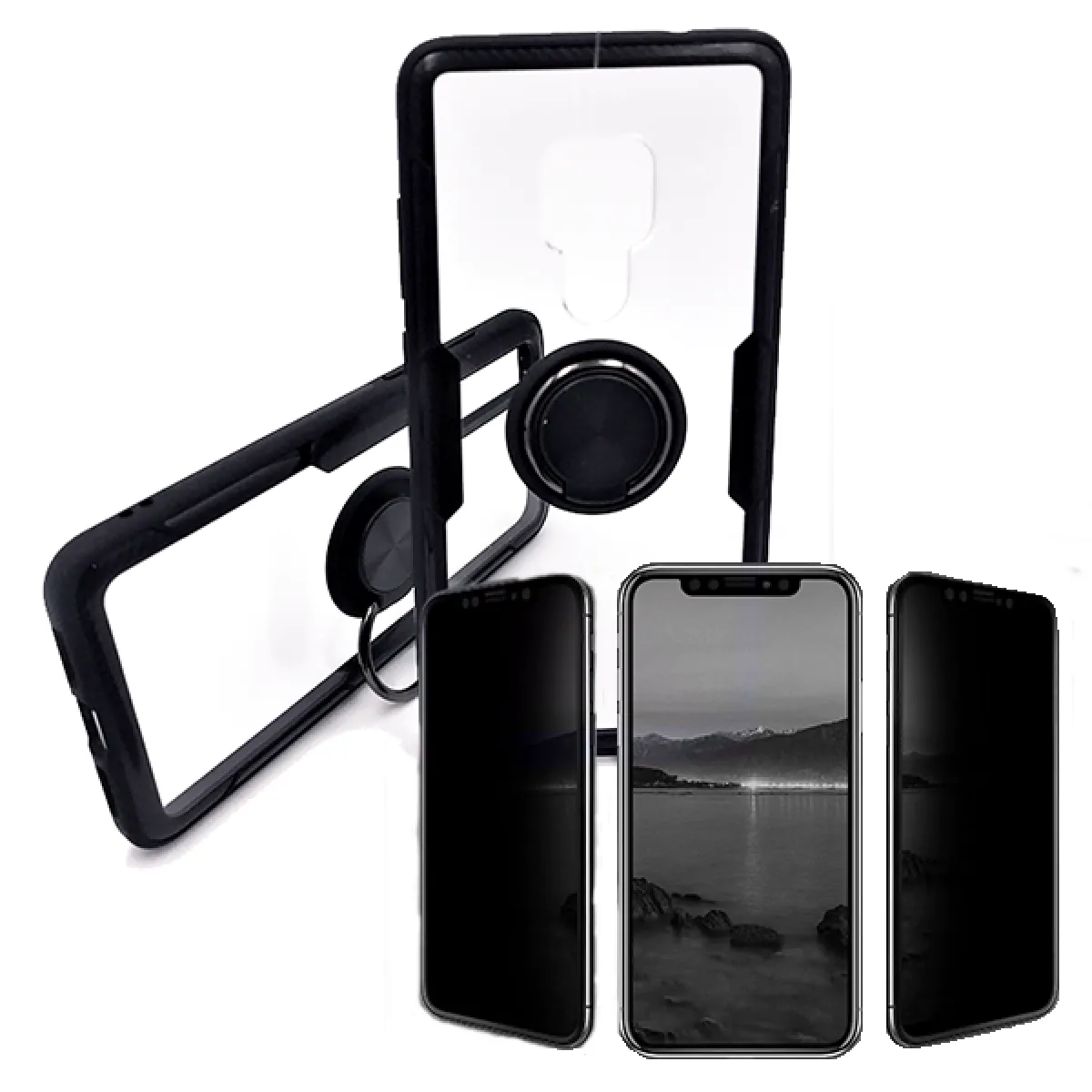 Kit de Verre Trempé 5D Anti-Spy / Intimité + Coque 3x1 Clear Armor - Huawei Mate 20