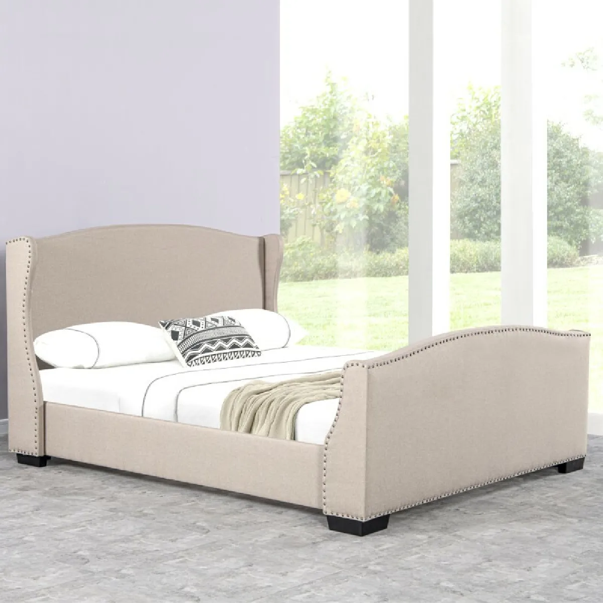 Lit Design Grande Tête De Lit Master - Beige - 180x200