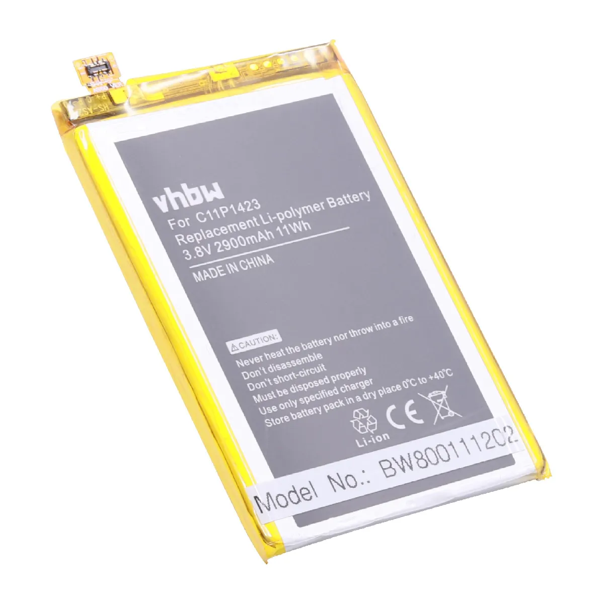 vhbw Li-Polymer Batterie 2900mAh (3.8V) pour téléphone portable Smartphone Asus ZenFone 2 5.5', 2 Deluxe, ZE500CL, ZE550ML, ZE551ML comme C11P1424