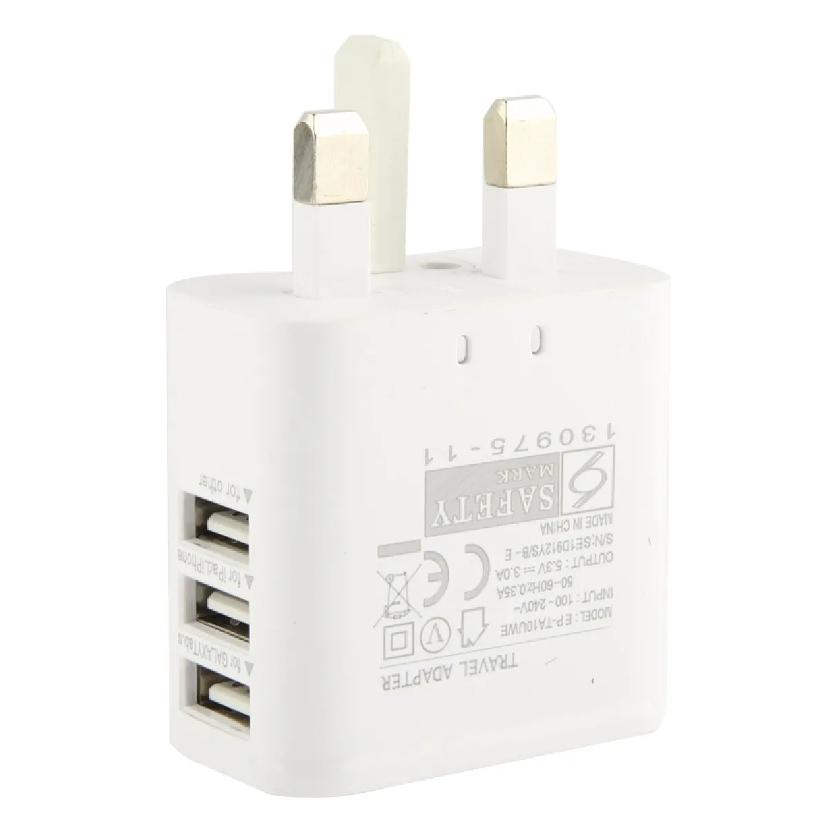 Pour iPhone 5 et 5S 5C, Samsung Galaxy Note III / N9000 / i9500 autres appareils, EP-TA10UWE prise UK Adaptateur de charge de voyage USB 5.3V 3.0A 3 ports, adapté