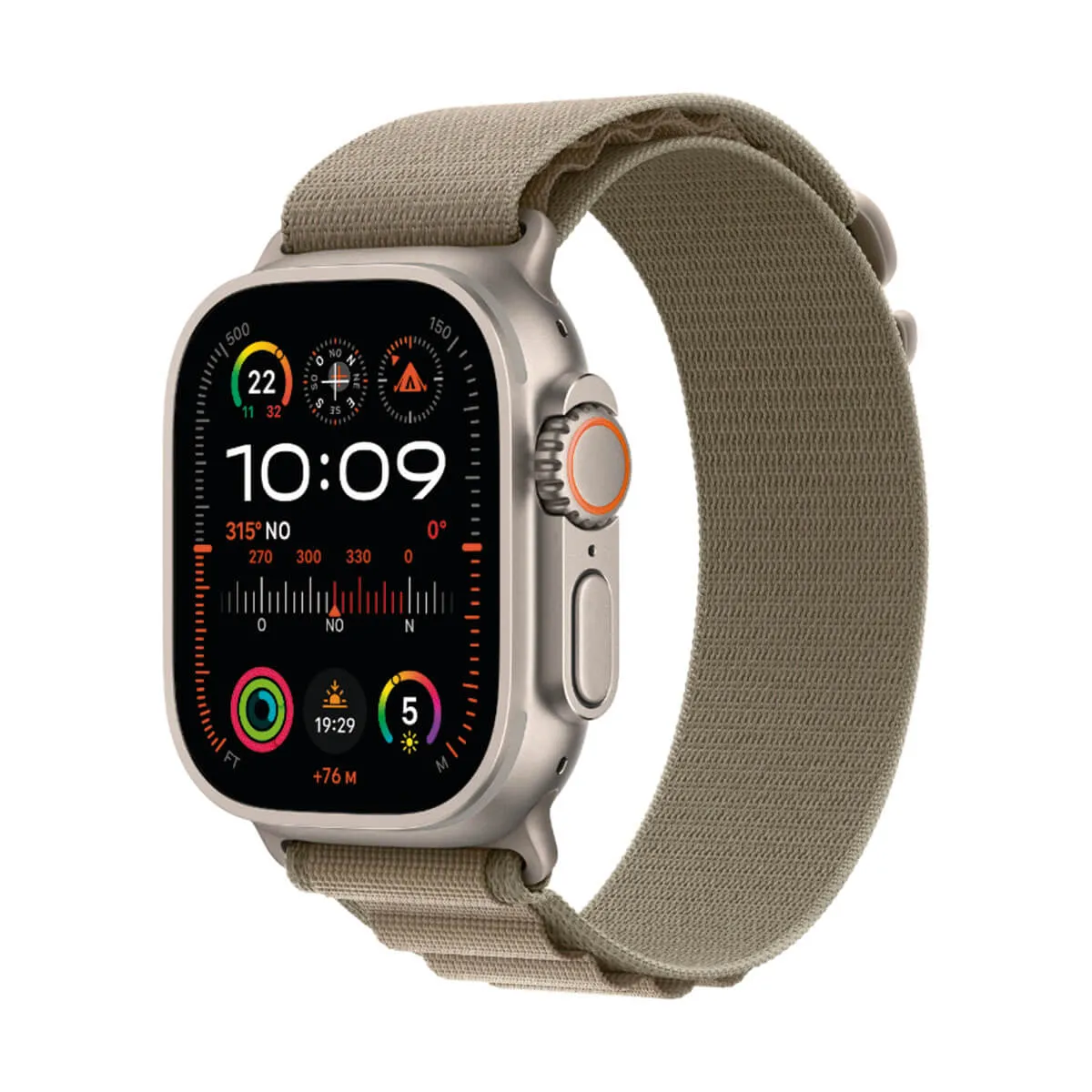 Apple Watch Ultra 2 GPS + Cellular 49 mm Titane avec Bracelet Alpine Loop Vert Olive MREY3FD/A - Taille M