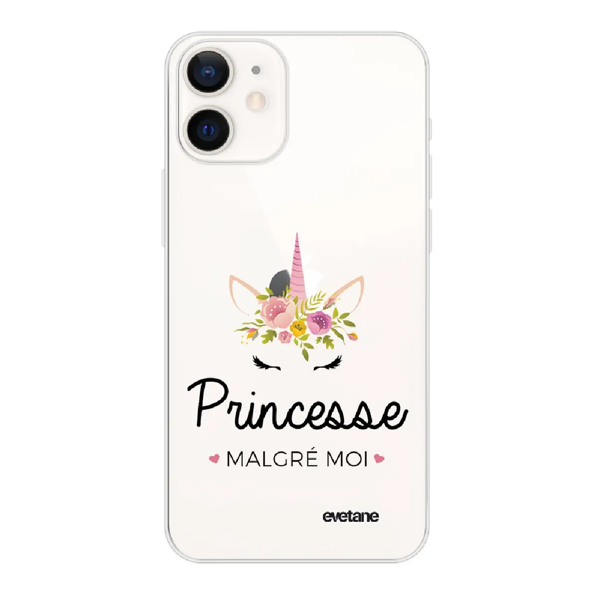 Coque iPhone 12 mini souple transparente Princesse malgré moi 2019 Motif Ecriture Tendance Evetane