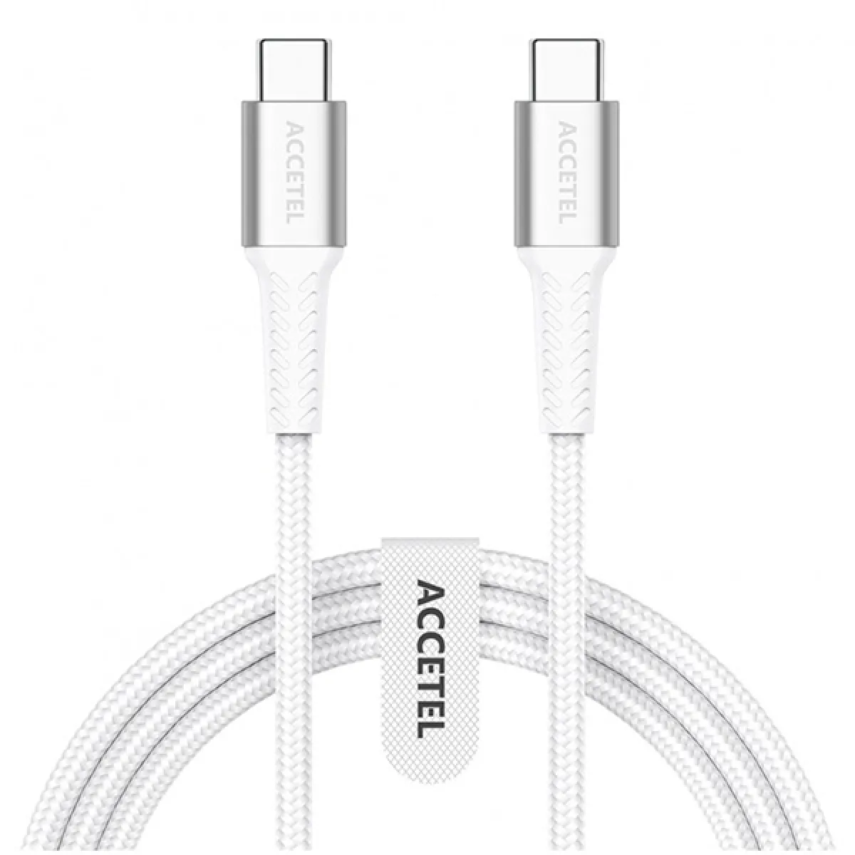 Câble Nylon Flex de Charge Rapide Type C - Type C 60W 3.0A 1m ACCETEL avec la Technologie PD pour Apple Mac mini (2018) - Blanc