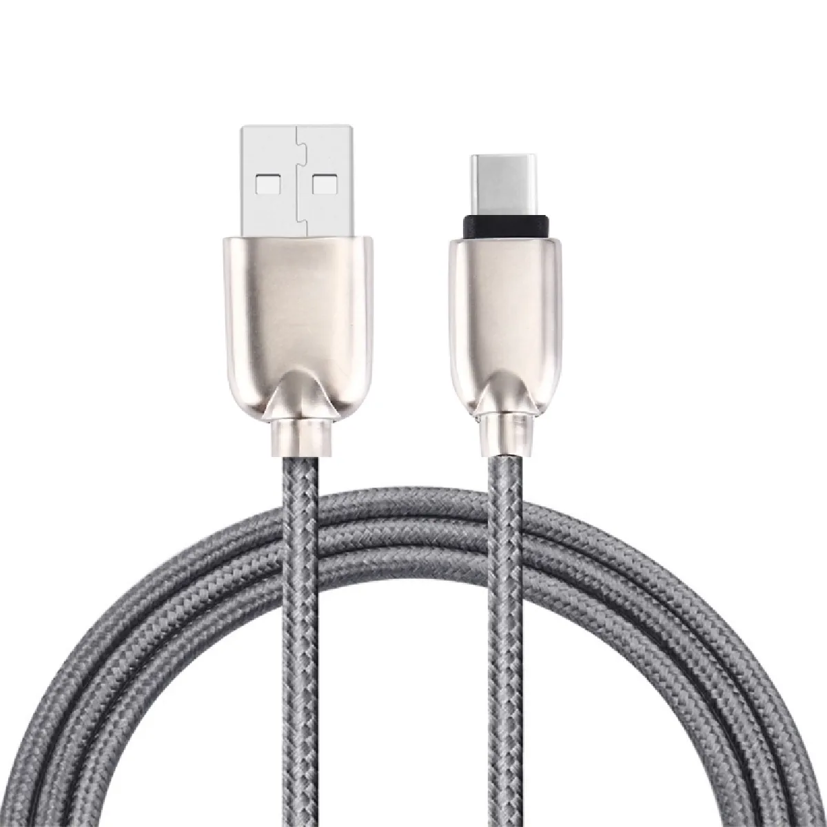 Câble gris pour Samsung Galaxy S8 & S8 + / LG G6 / Huawei P10 & P10 Plus / Xiaomi Mi6 & Max 2 et autres Smartphones 1M Woven Style Metal Head 108 Cuivre noyaux USB-C / Type-C à USB Data Cable de recharge de synchronisation,