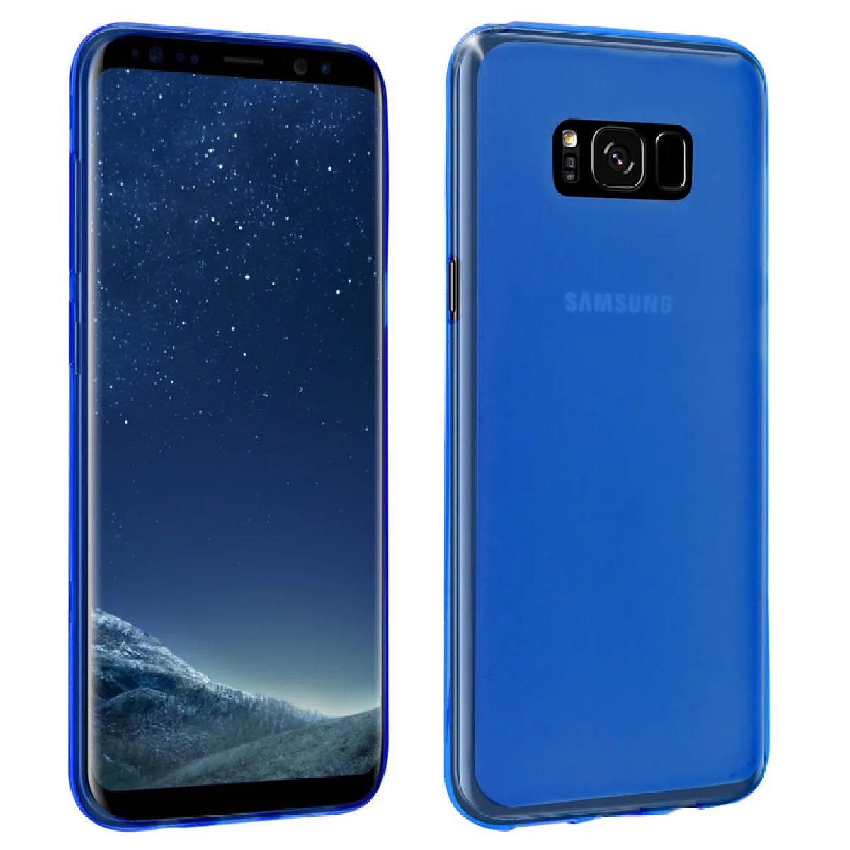 Coque silicone gel fine pour Samsung G955F Galaxy S8 Plus + film ecran - BLEU