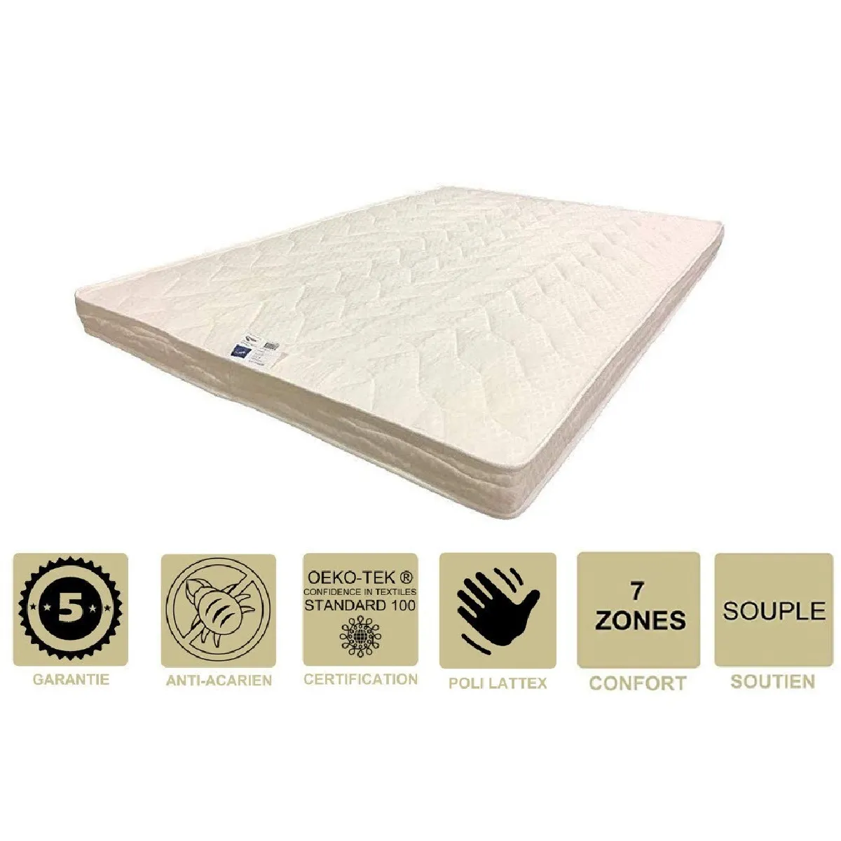 Matelas Souple avec Latex Naturel Pour Canapé Lit + Alèse 80x190 x 10 cm + Oreiller Visco - 7 zones de Confort - Ame Poli Lattex HD Haute Résilience - Hypoallergénique