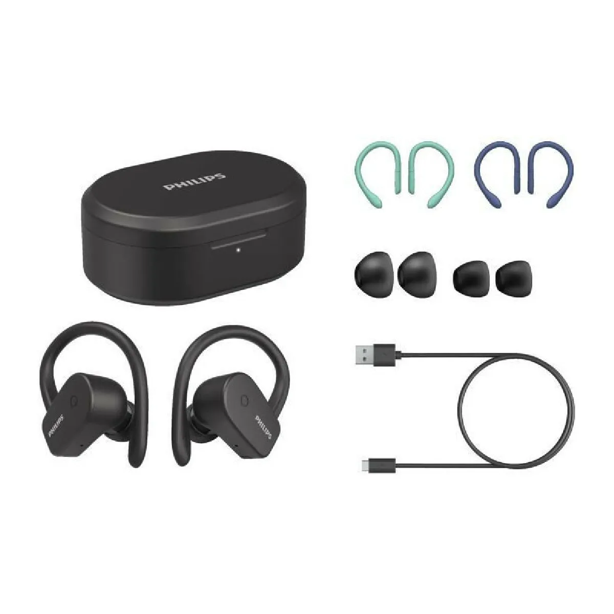 Philips TAA5205BK/00 écouteur/casque True Wireless Stereo (TWS) Crochets auriculaires, Ecouteurs Sports Bluetooth Noir