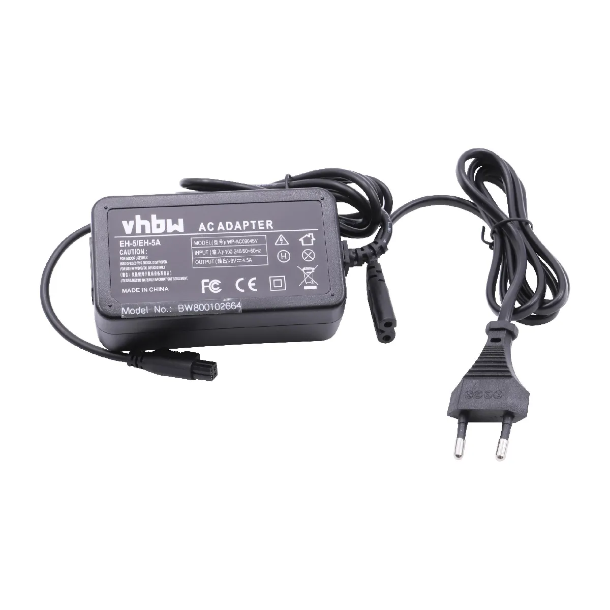 vhbw adaptateur secteur bloc d'alimentation compatible avec Nikon D100, D300, D300s, D50, D70, D700, D70s, D80, D90 appareil photo, caméra vidéo; 2m