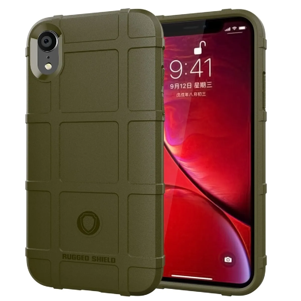 Coque TPU antichoc à couverture totale pour iPhone XR (Vert)