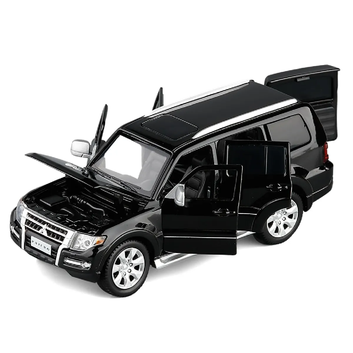 1: 32 Pajero Y97 alliage métallique moulée sous pression modèle miniature et modèle acoustique et lumineux cadeau jouet véhicule tout-terrain pour enfants(Le noir)