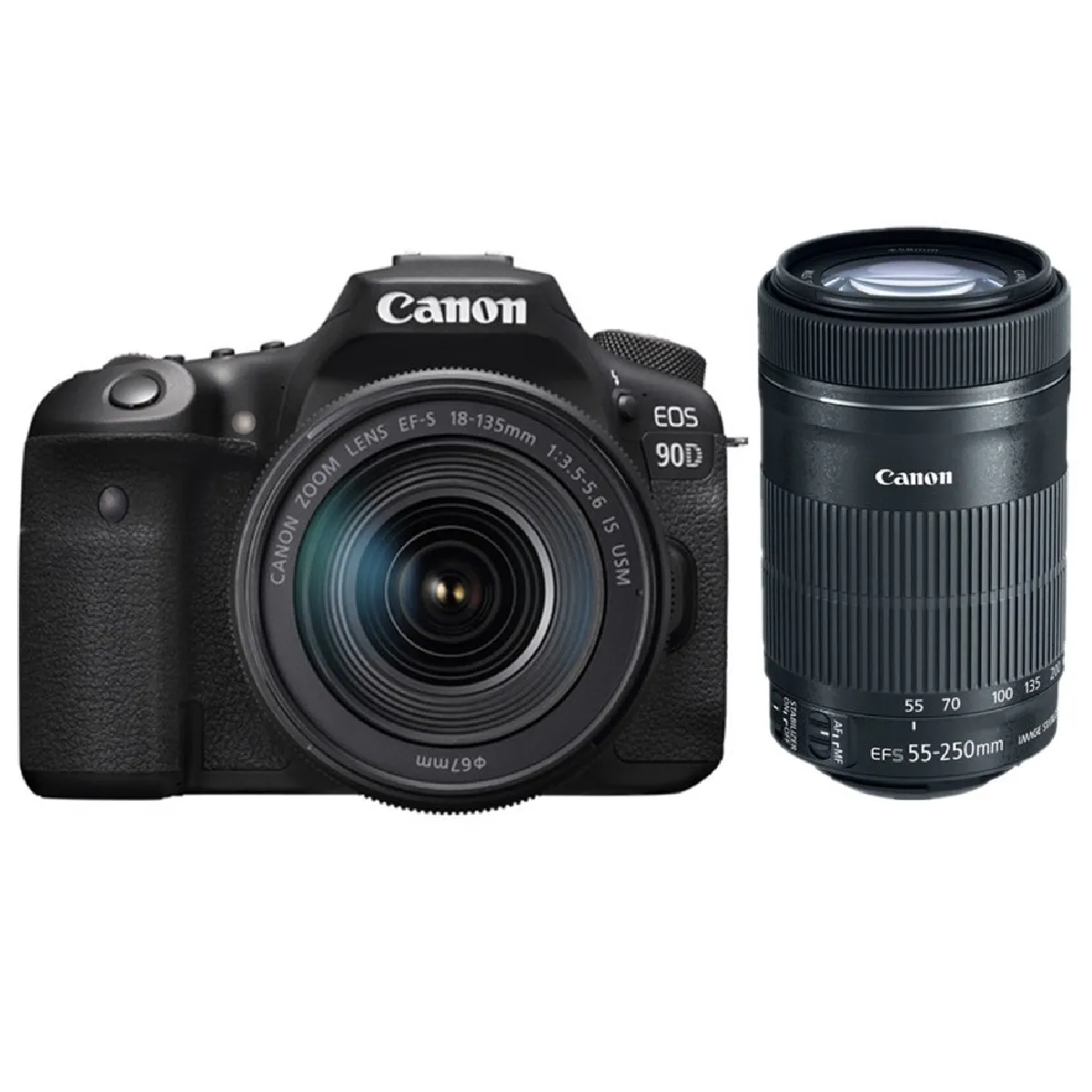 CANON EOS 90D Kit EF-S 18-135mm F3.5-5.6 IS USM + EF-S 55-250MM F4-5.6 IS STM