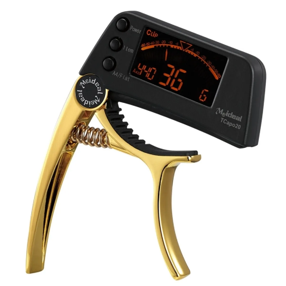 Tuner de guitare or pour guitare, Loftstyle Chromatic Clip-on avec affichage LCD rotatif de la lumière à une main Capo Guitar Clip de professionnel