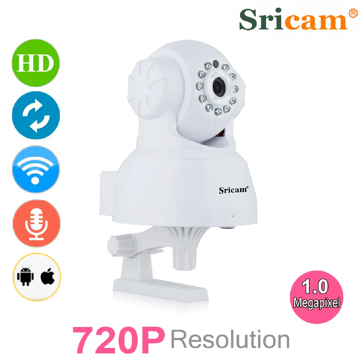 Caméra IP CCTV 720P Network IR 1.0 Megapixel H.264 Sans fil WIFI Vidéosurveillance domotique