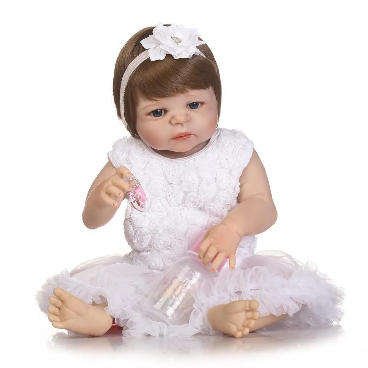 Poupée bébé régénérée quai silicone souple 22/55 cm réaliste poupée jeune fille mariée.