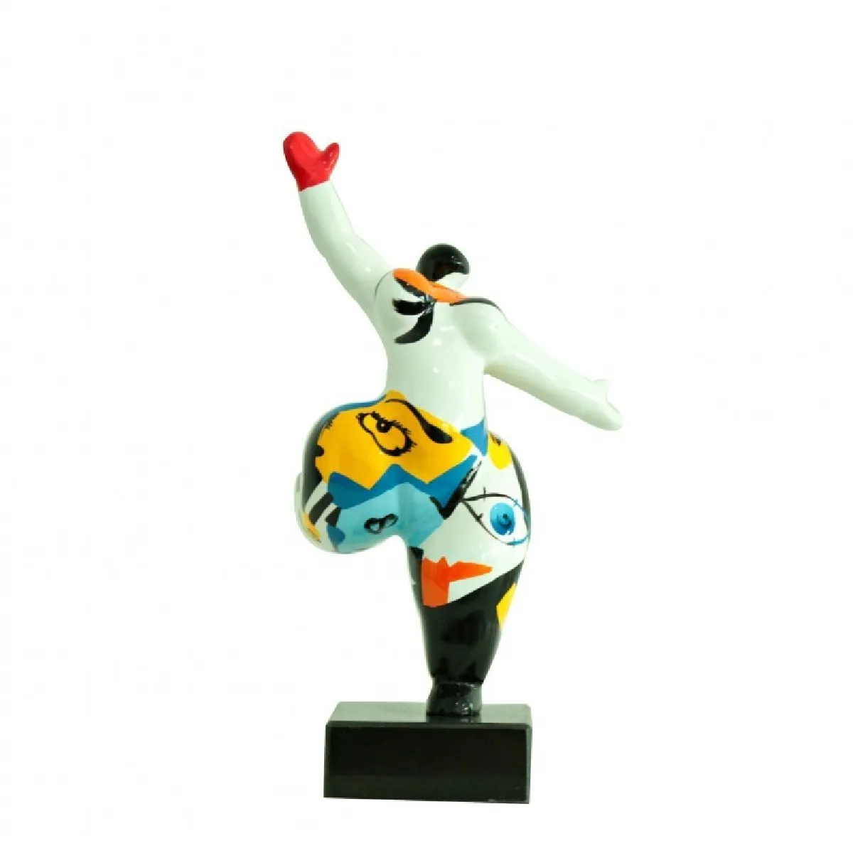 Statue femme figurine blanche danseuse décoration multicolore pop art