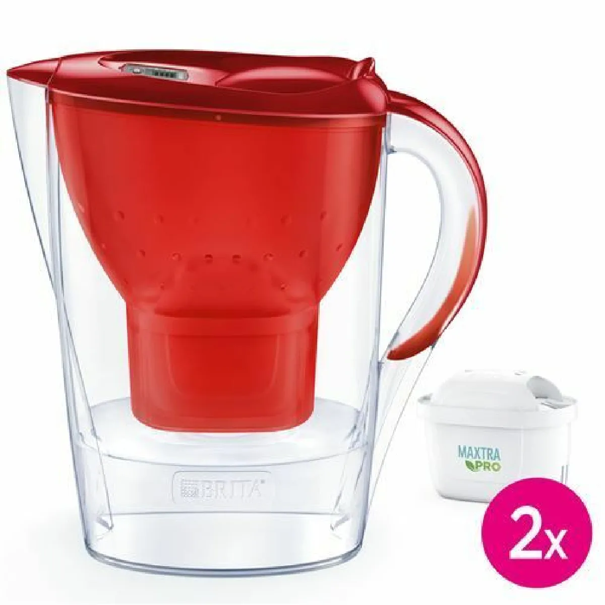 Carafe filtrante Brita Marella 1051500 avec 2 cartouches filtrantes Maxtra Pro All in 1 Rouge