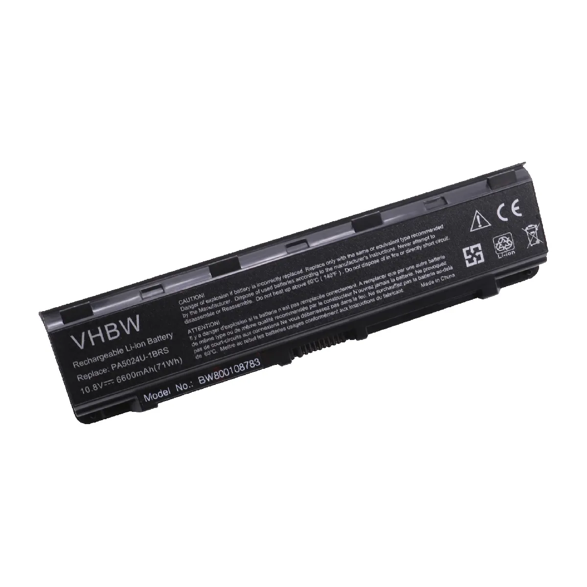 vhbw batterie compatible avec Toshiba Satellite Pro S875, S875D laptop (6600mAh, 10.8V, Li-Ion, noir)