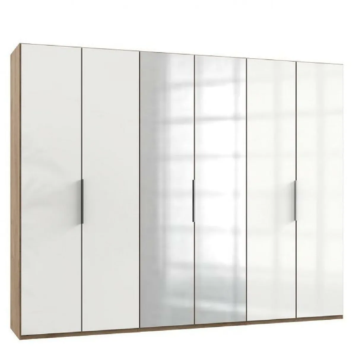 Armoire penderie LISEA 4 portes verre blanc 2 portes miroir 300 x 236 cm HT