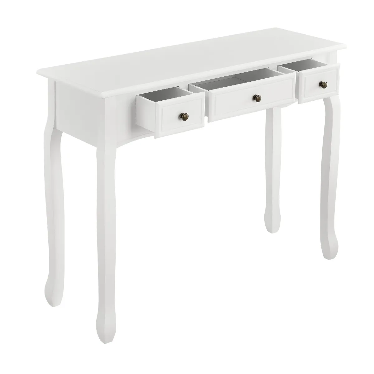 Table console buffet d'entrée de salon avec 3 tiroirs MDF 100 cm blanc 03_0004177