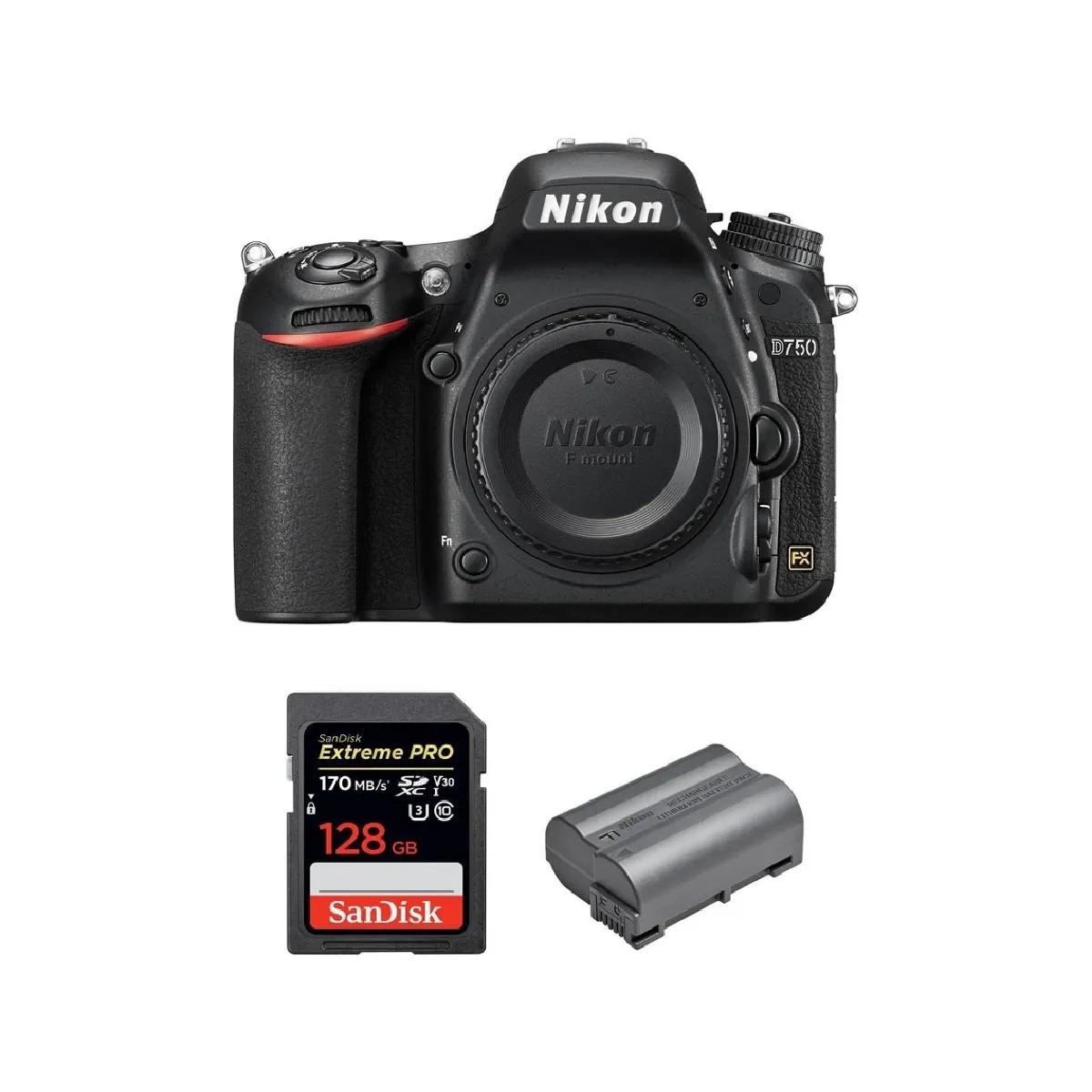 NIKON D750 Body + SANDISK Extreme Pro 128GB 170MB/s SDXC + NIKON EN-EL15B Battery