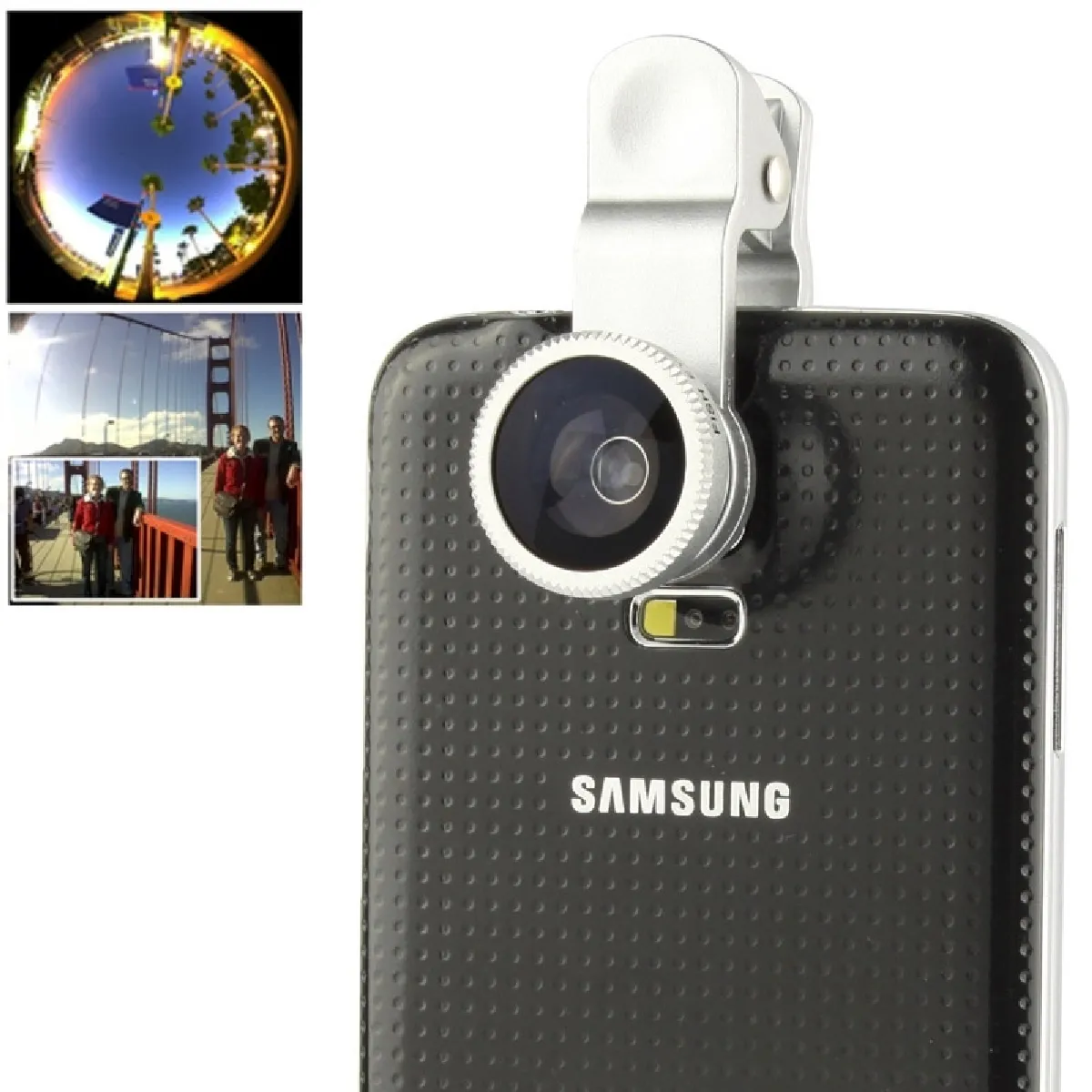 Pour Samsung Galaxy S5 / argent G900 / i9500 / i9300 / iPhone 5 & 5C & 5S Lentille Fisheye Universelle 180 Degrés + Macro + Large 0.67X avec Clip,