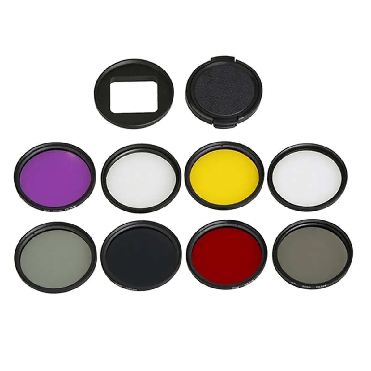 Filtre rouge et jaune Violet pour GoPro HERO5 Sport Action Caméra Professionnel 52mm à Lentille CPL + UV + ND8 + ND2 + étoile 8 + + + FLD / Étanche Boîtier Anneau