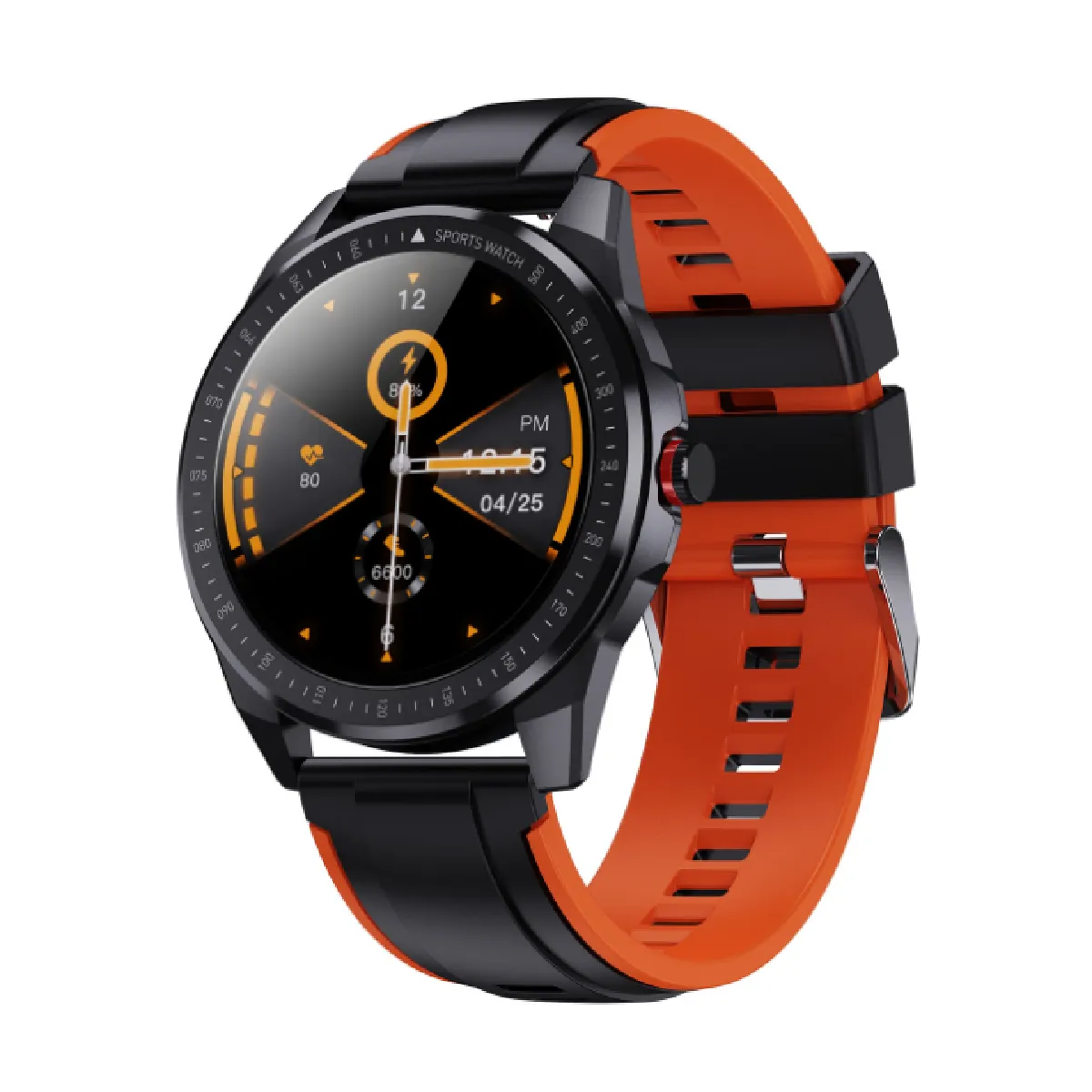 Montre Connectée Hommes, Écran Tactile 1.3" Montre Intelligente Femmes, Étanche IP68 Smartwatch 12 Modes Sport Fitness Oxymètre Cardio Sommeil Pédomètre pour Android Samsung,Orange