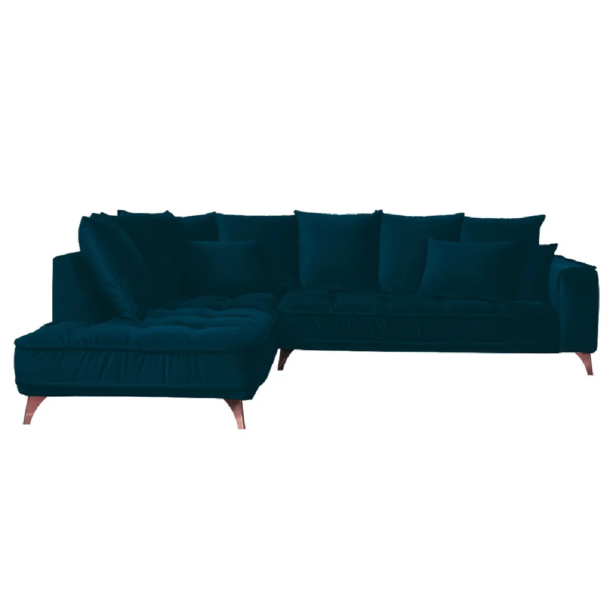 Canapé Velours Angle G Bleu Altamo 4 Pl