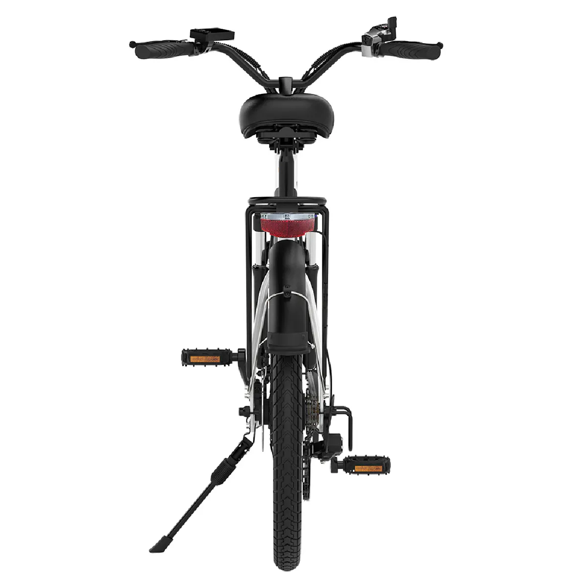 Vélo électrique ESKUTE C100, moteur 250 W, batterie 36 V 10,4 Ah, pneus 26 x 1,75", vitesse maximale 25 km/h, autonomie 50-60 km, freins à disque mécaniques, SHIMANO 7 vitesses - Blanc