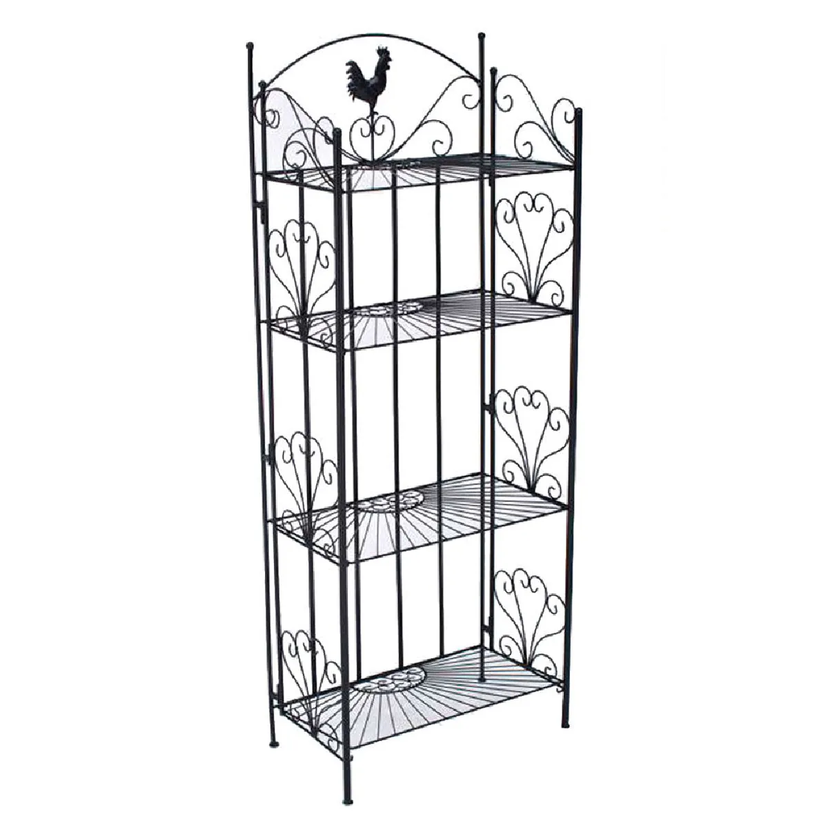 Etagère de rangement support plantes meuble pour terrasse balon salon en métal noir 10_0003979