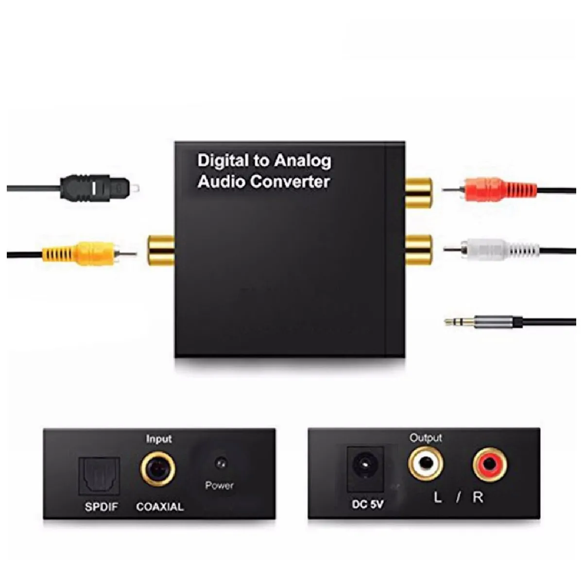 Alpexe Convertisseur Numérique SPDIF Optique Coaxial Toslink Adaptateur vers Analogique Audio Stéréo L/R RCA