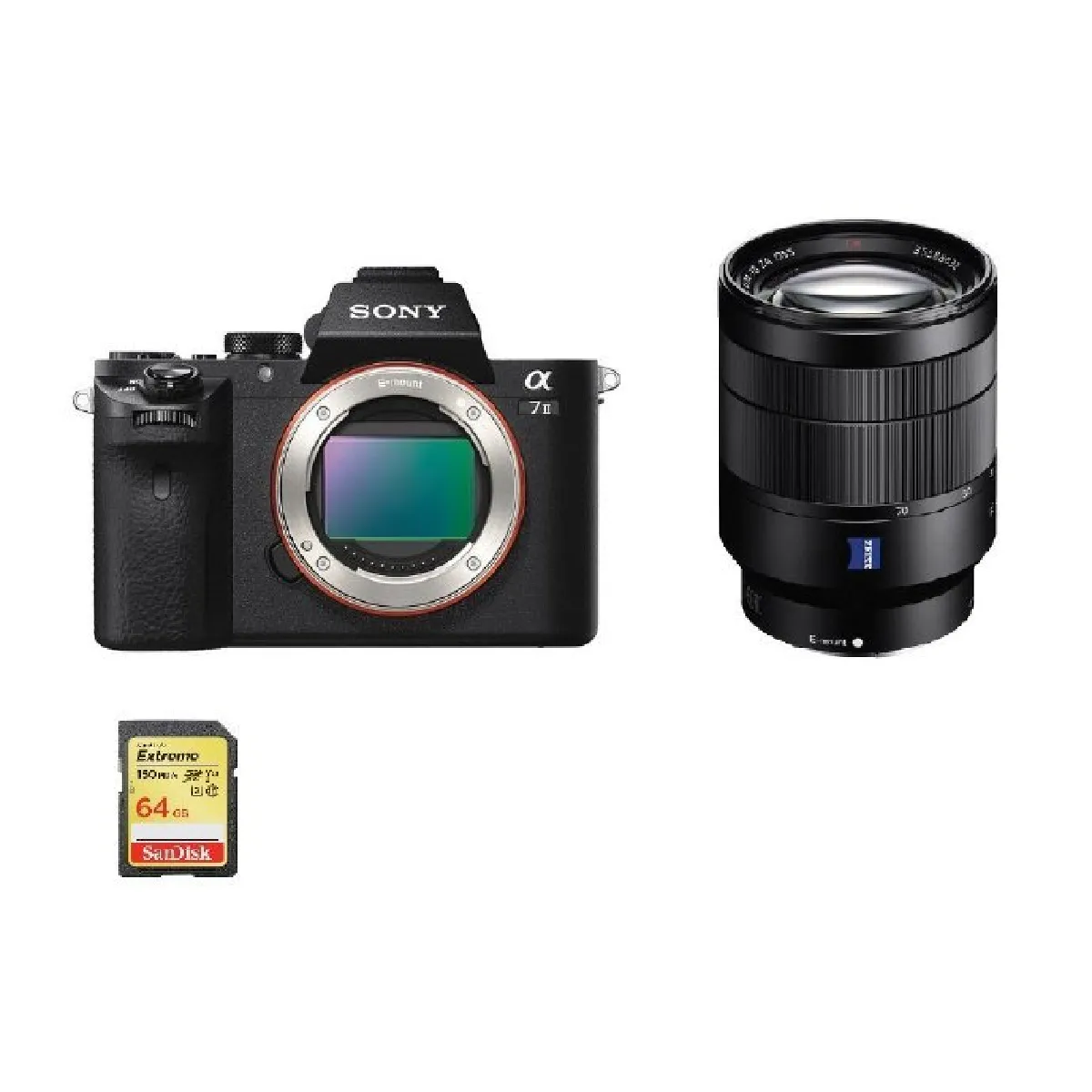 SONY A7 II + SEL 24-70MM F4 ZA OSS + 64GB SD card